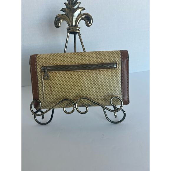 Vintage Dooney and Bourke Beige and Brown Leather Bifold Checkbook Over Flap - Picture 5 of 15